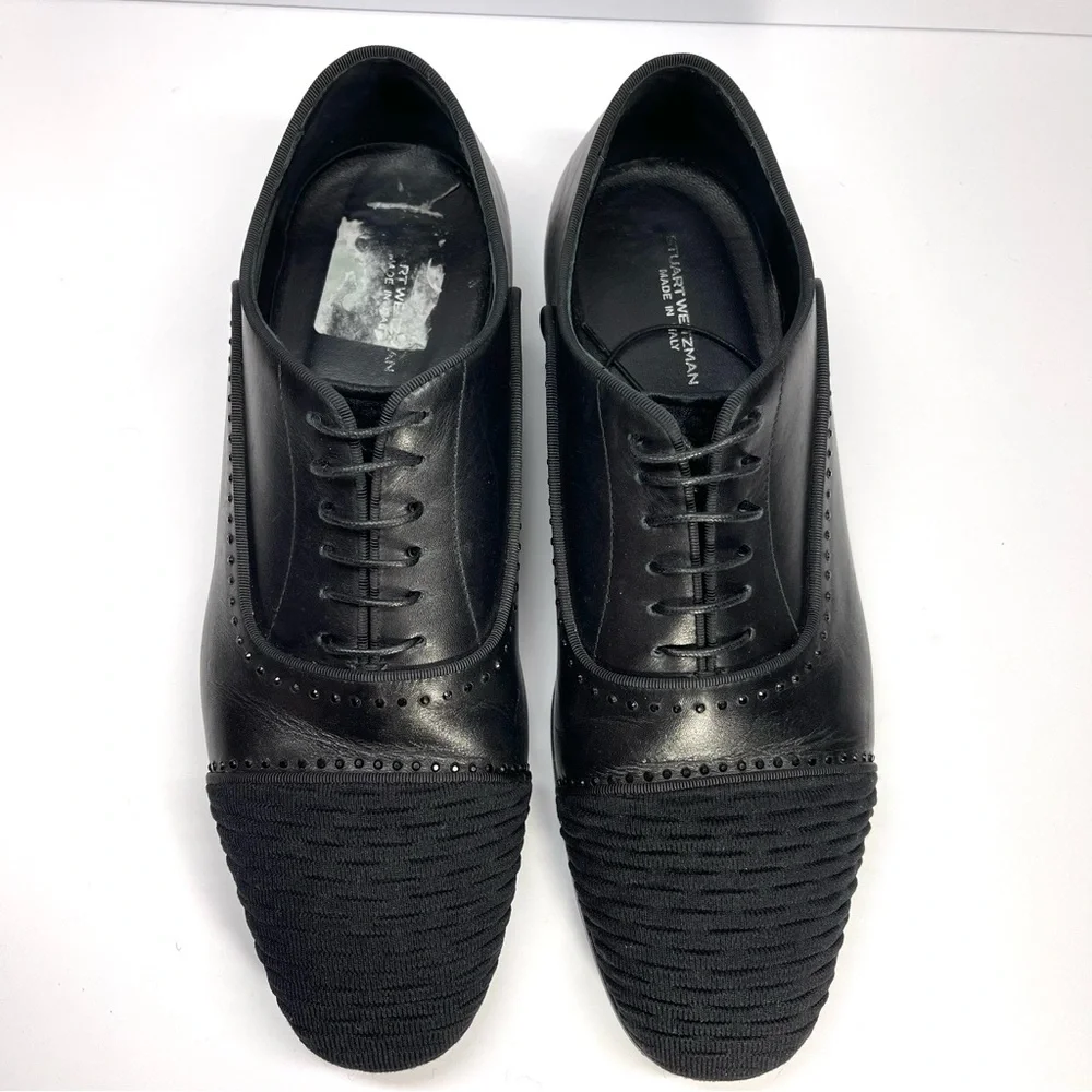 Stuart Weitzman Men's Black Premiere Party Cap-Toe Oxford‎ Loafers Size 10M